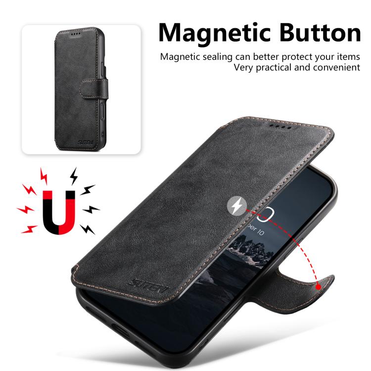 For iPhone 12 Suteni Q05 2-in-1 Multi-function Detachable Wallet MagSafe Phone Case(Black)