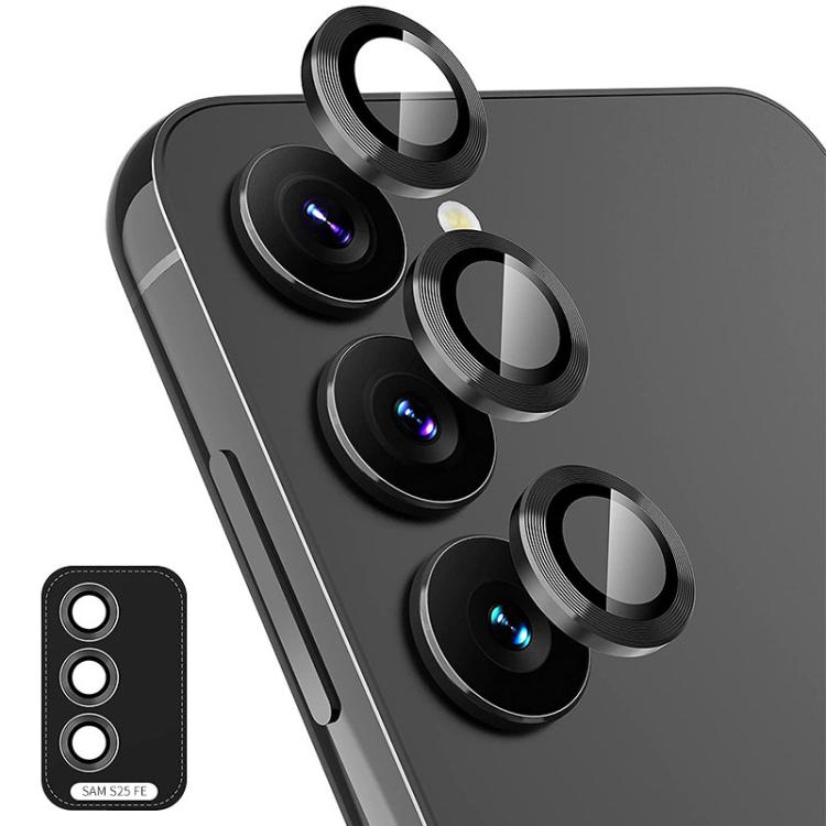 For Samsung Galaxy S25 FE 5G ENKAY Hat-Prince 9H Rear Camera Lens Aluminium Alloy Tempered Glass Film(Black)