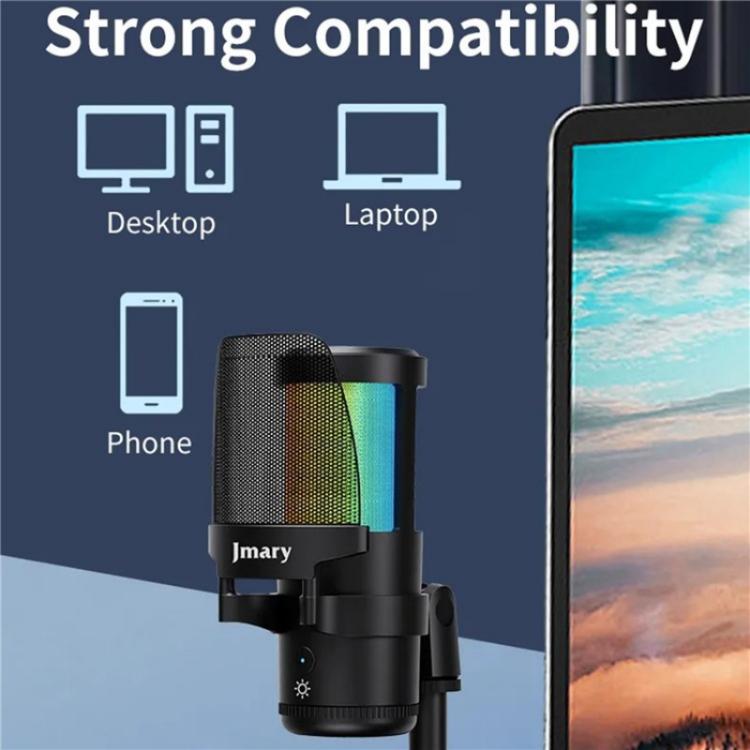 JMARY MC-PW13 360 Degree Rotating RGB Light Desktop Microphone