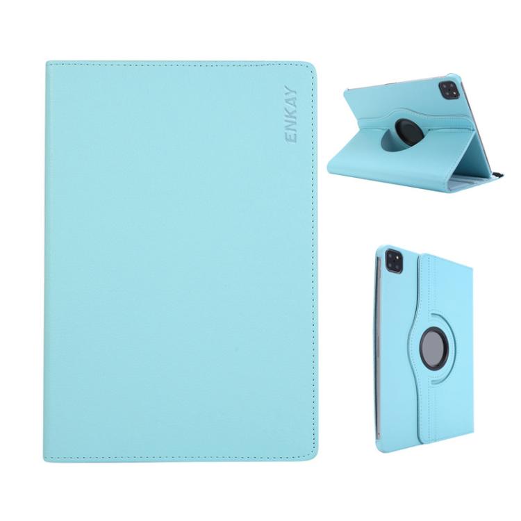 For iPad Air 13 2026 / 2025 / 2024 ENKAY 360 Degree Rotation Litchi Leather Smart Tablet Case(Light Blue)