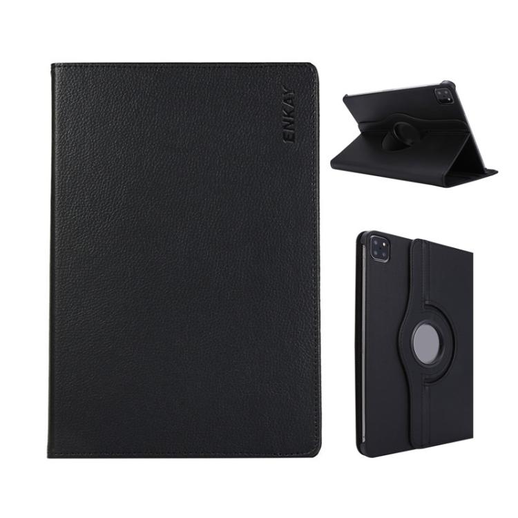 For iPad Pro 11 2025 / 2024 ENKAY 360 Degree Rotation Litchi Leather Smart Tablet Case(Black)