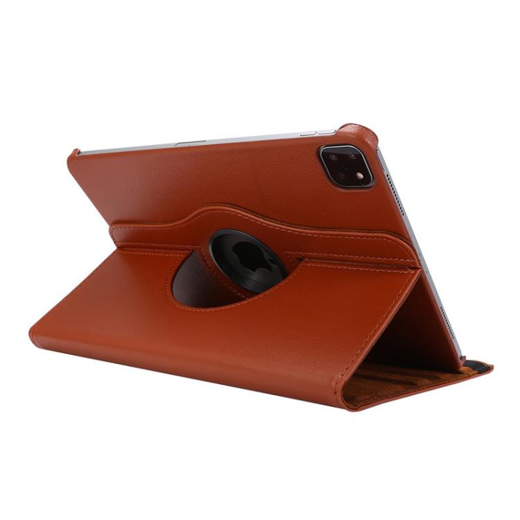 For iPad Pro 11 2025 / 2024 ENKAY 360 Degree Rotation Litchi Leather Smart Tablet Case(Brown)