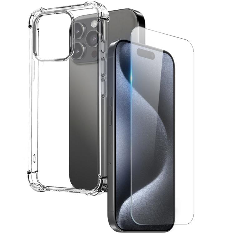 For iPhone 15 Pro NORTHJO 2 in 1 TPU Airbag Shockproof Phone Case with Screen Film(Clear)