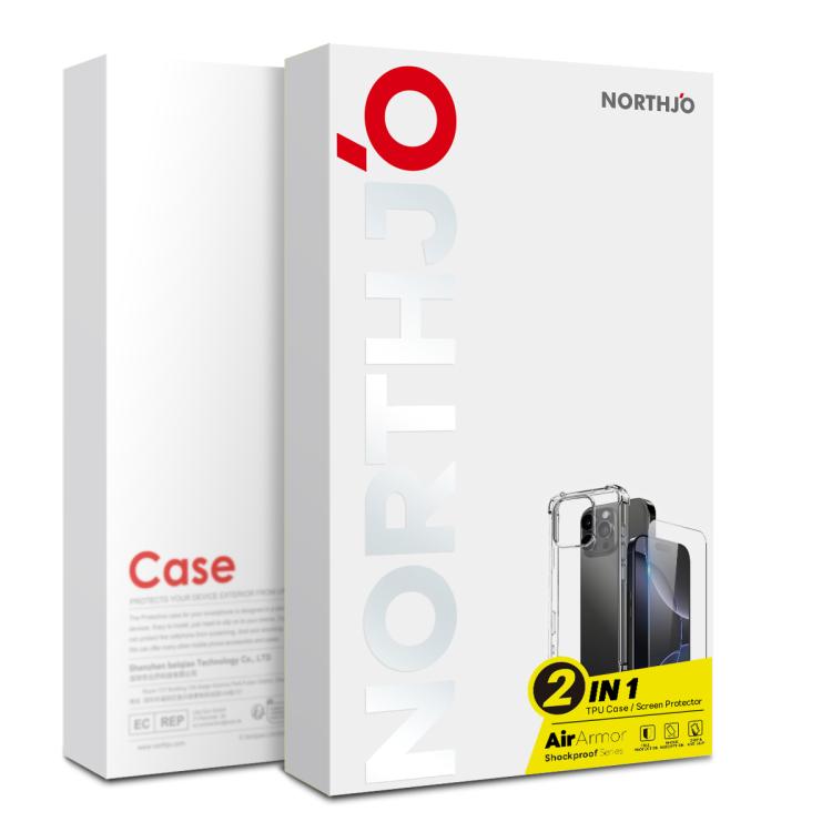 For iPhone 15 Pro NORTHJO 2 in 1 TPU Airbag Shockproof Phone Case with Screen Film(Clear)