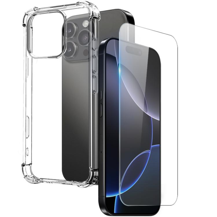 For iPhone 16 Pro Max NORTHJO 2 in 1 TPU Airbag Shockproof Phone Case with Screen Film(Clear)