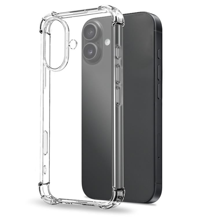 For iPhone 16 NORTHJO 3 in 1 TPU Airbag Shockproof Phone Case with Screen Protector Lens Film(Clear)
