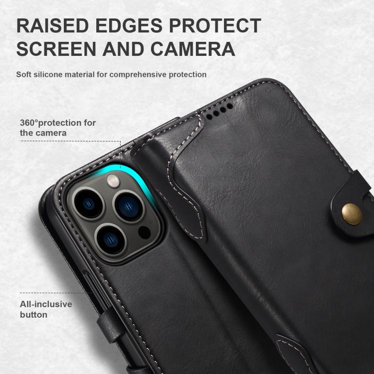 For iPhone 16 Pro Suteni Q-03 Oil Wax Magnetic Clasp Leather Phone Case(Black)