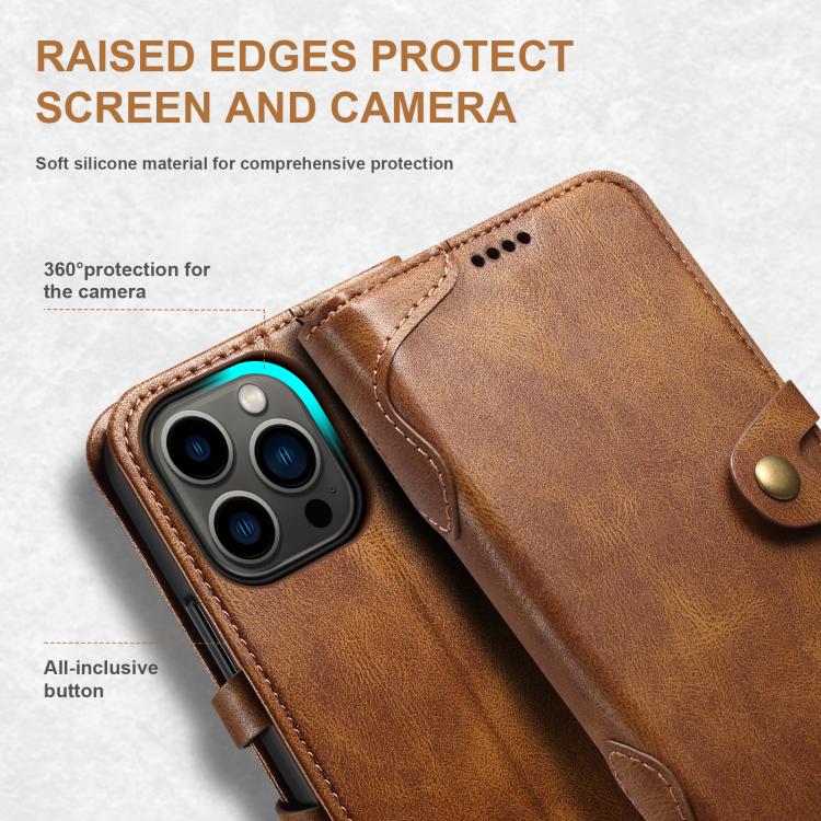 For iPhone 15 Suteni Q-03 Oil Wax Magnetic Clasp Leather Phone Case(Brown)
