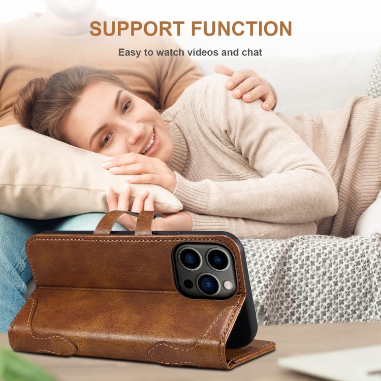 For iPhone 14 Plus Suteni Q-03 Oil Wax Magnetic Clasp Leather Phone Case(Brown)