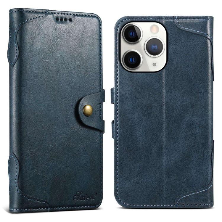 For iPhone 14 Suteni Q-03 Oil Wax Magnetic Clasp Leather Phone Case(Blue)
