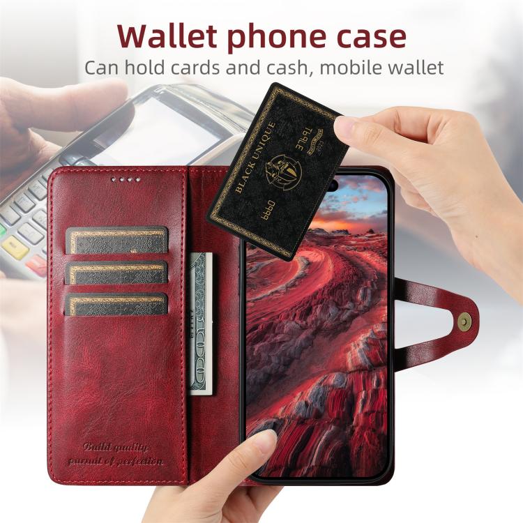 For iPhone 13 Pro Suteni Q-03 Oil Wax Magnetic Clasp Leather Phone Case(Red)