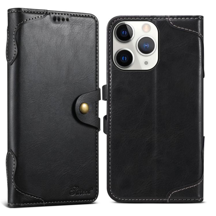 For iPhone 11 Pro Max Suteni Q-03 Oil Wax Magnetic Clasp Leather Phone Case(Black)