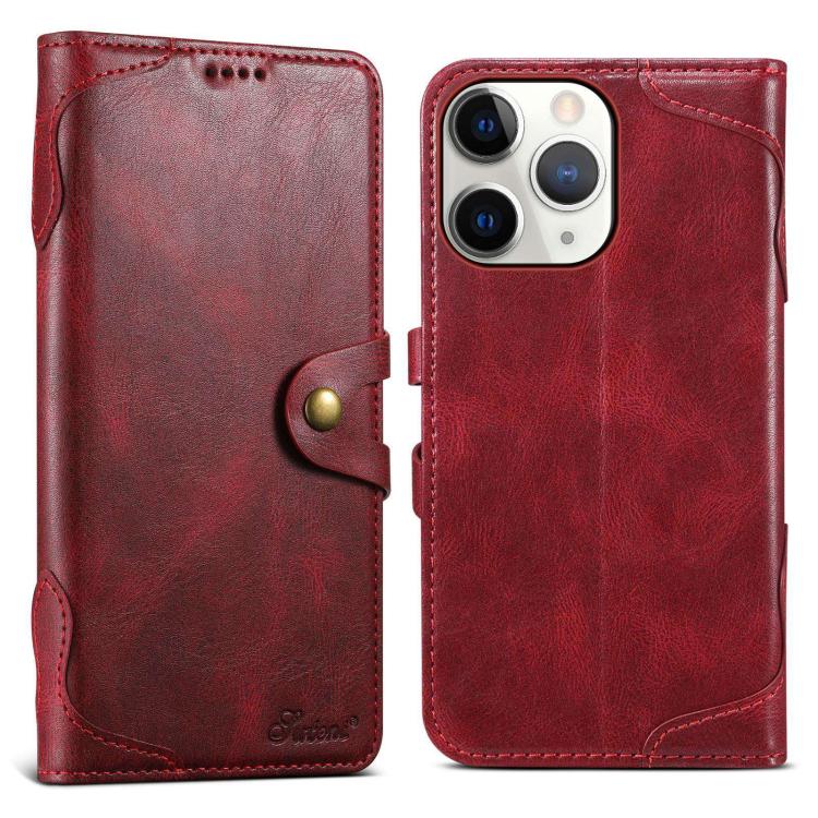 For iPhone 11 Pro Max Suteni Q-03 Oil Wax Magnetic Clasp Leather Phone Case(Red)