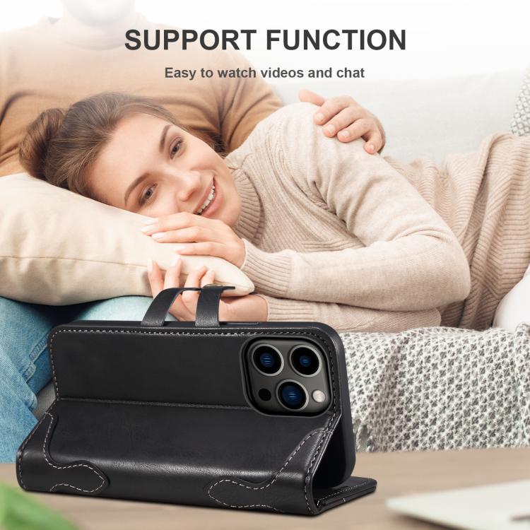 For iPhone 11 Suteni Q-03 Oil Wax Magnetic Clasp Leather Phone Case(Black)