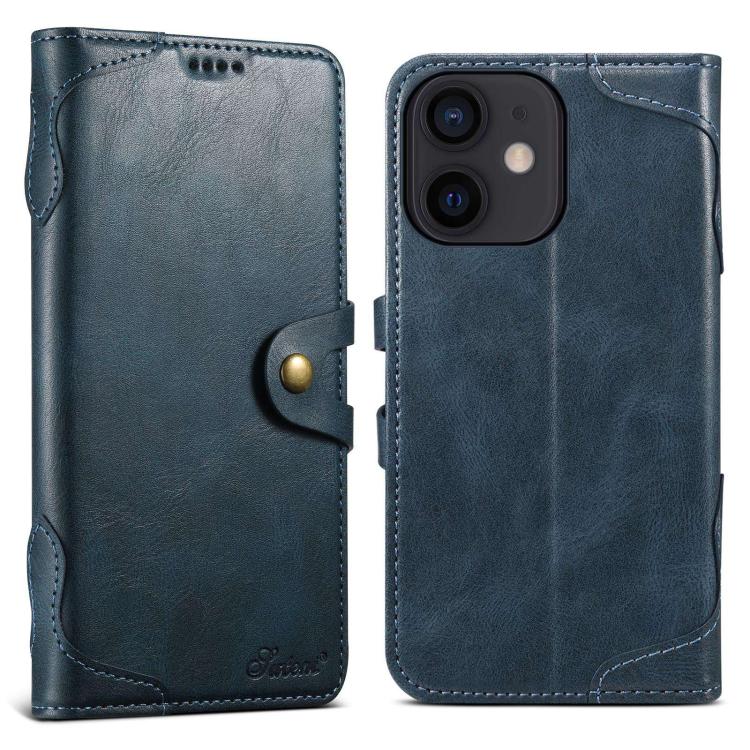For iPhone 11 Suteni Q-03 Oil Wax Magnetic Clasp Leather Phone Case(Blue)