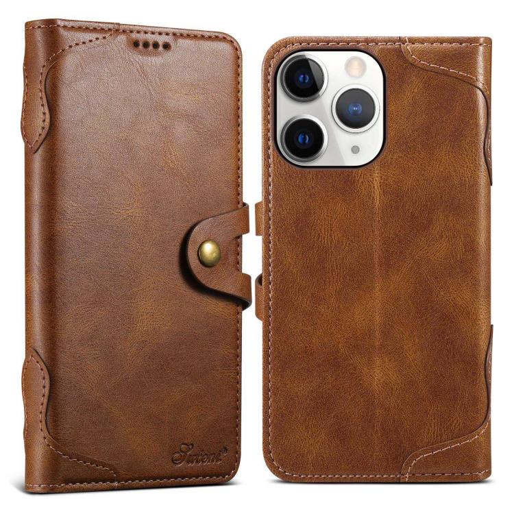 For iPhone 11 Pro Suteni Q-03 Oil Wax Magnetic Clasp Leather Phone Case(Brown)