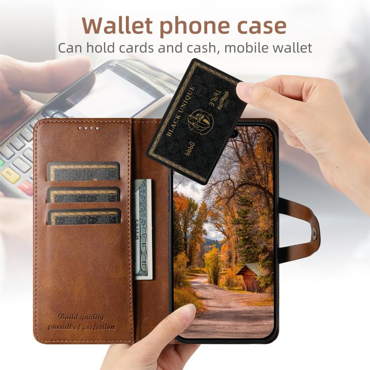 For iPhone X / XS Suteni Q-03 Oil Wax Magnetic Clasp Leather Phone Case(Brown)