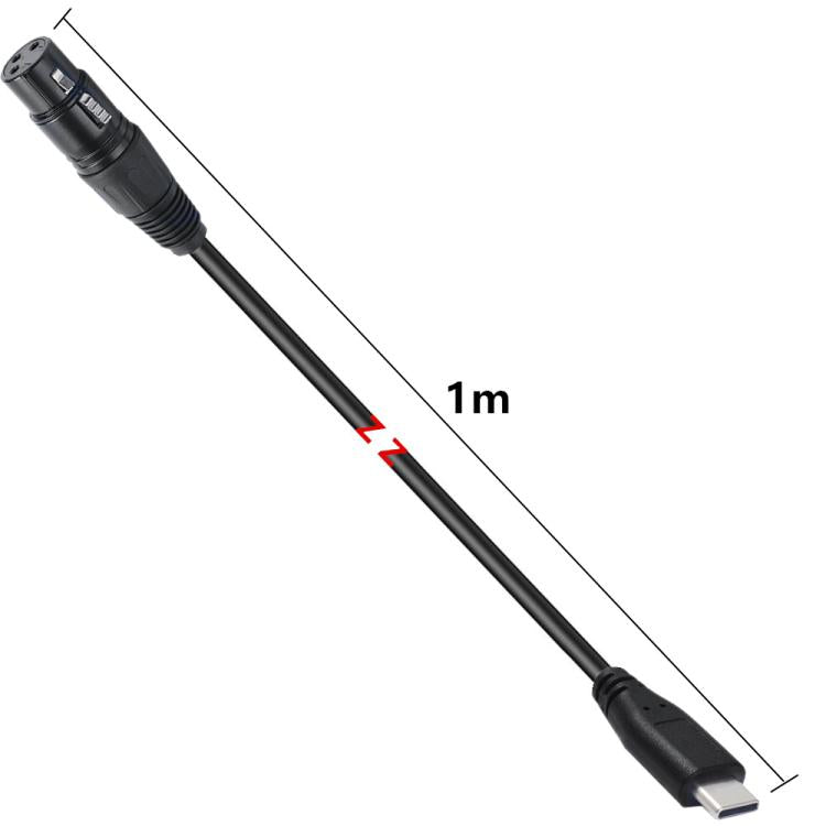 Type-C Male to XLR Female JUNSUNMAY Microphone Phone Audio Adapter Cable, Length: 1m