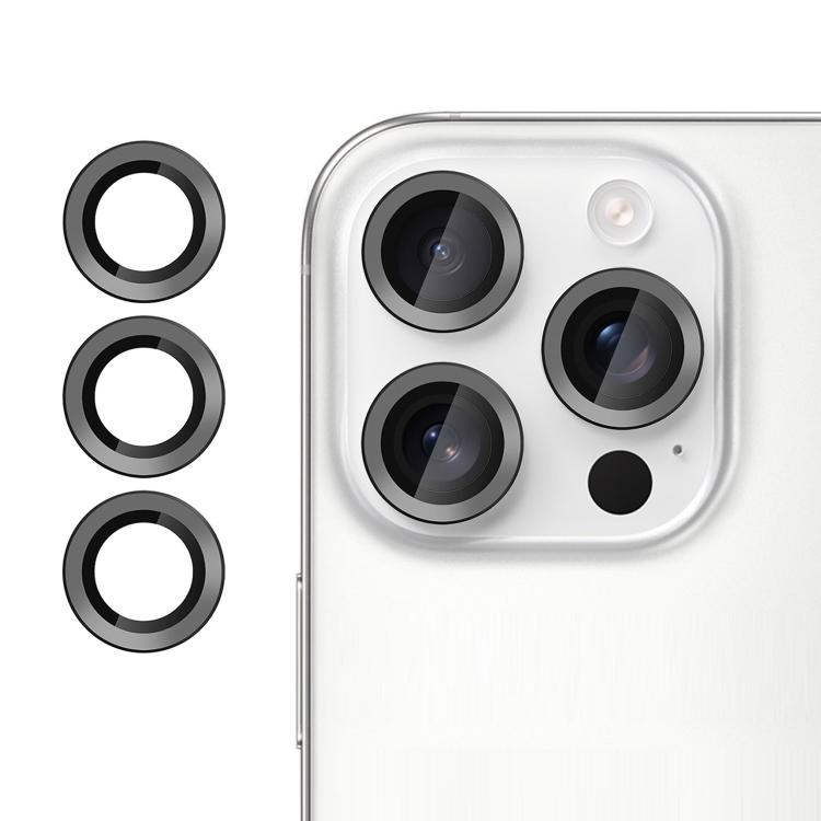 For iPhone 16 Pro Max Kalebol No Flicker Ultra-Thin Individual Camera Lens Tempered Glass Film(Black)