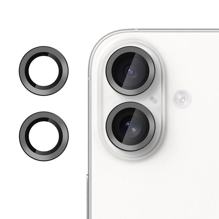 For iPhone 16 Plus Kalebol No Flicker Ultra-Thin Individual Camera Lens Tempered Glass Film(Black)