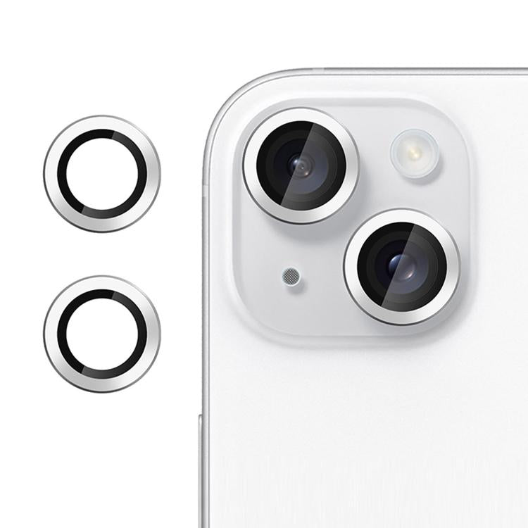 For iPhone 15 Plus Kalebol No Flicker Ultra-Thin Individual Camera Lens Tempered Glass Film(Silver)