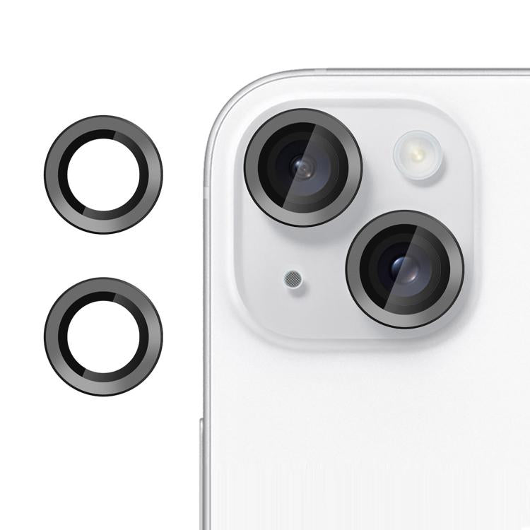 For iPhone 14 Plus Kalebol No Flicker Ultra-Thin Individual Camera Lens Tempered Glass Film(Black)