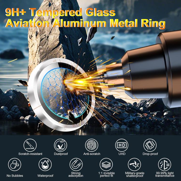For iPhone 14 Kalebol No Flicker Ultra-Thin Individual Camera Lens Tempered Glass Film(Silver)