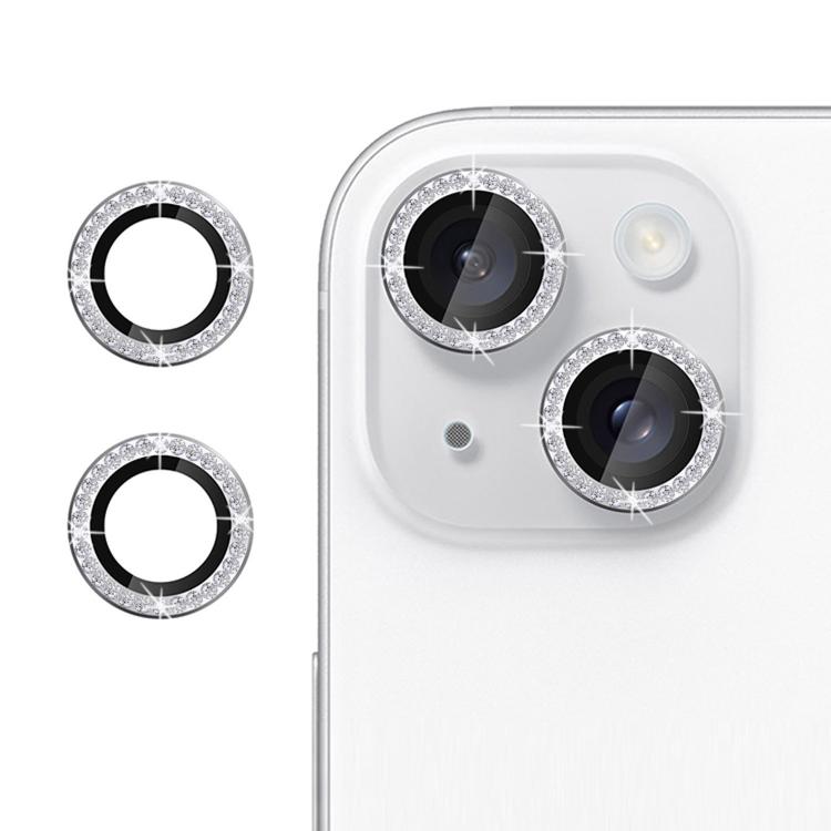 For iPhone 14 Kalebol Individual Camera Lens Diamond Ring Protector(Silver)