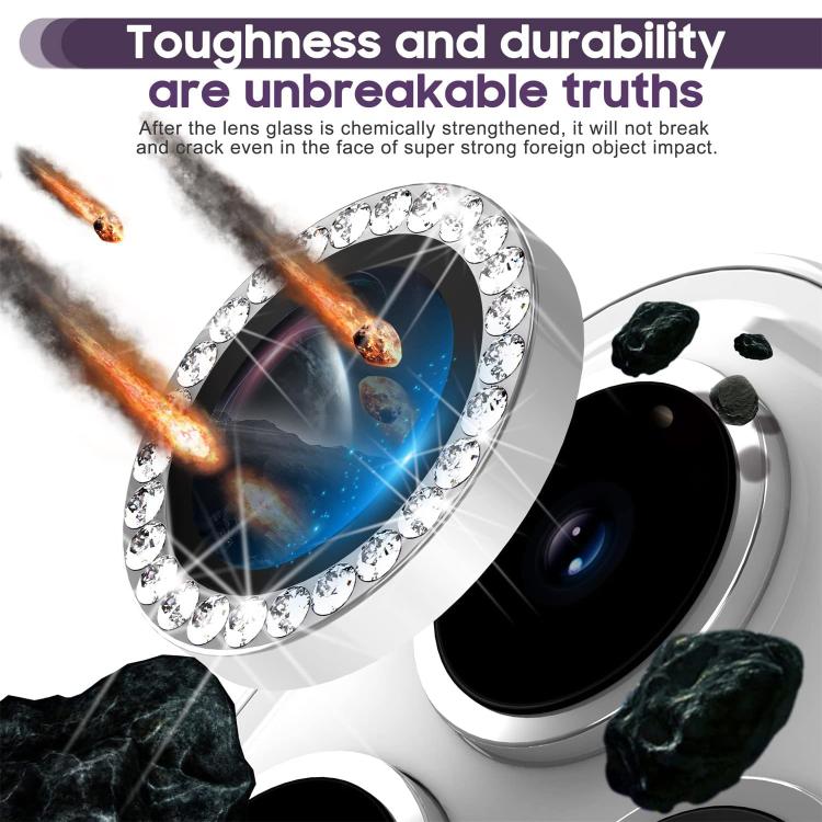 For iPhone 15 Pro Kalebol Individual Camera Lens Diamond Ring Protector(Black)