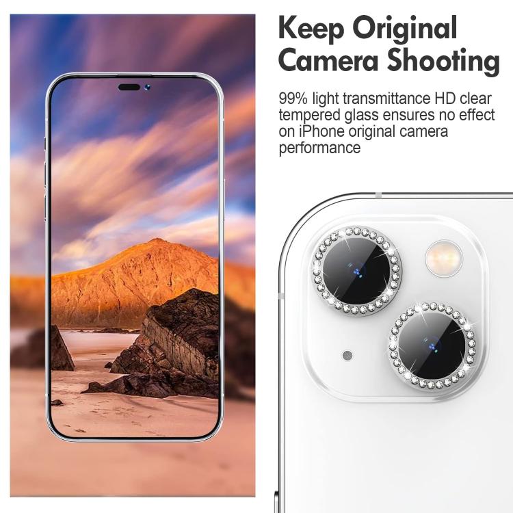 For iPhone 14 Pro Max Kalebol Individual Camera Lens Diamond Ring Protector(Silver)
