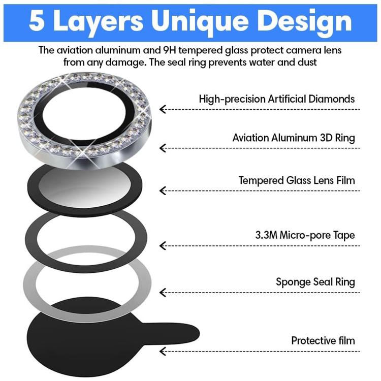 For Samsung Galaxy Z Fold7 5G Kalebol Individual Camera Lens Diamond Ring Protector(Black)