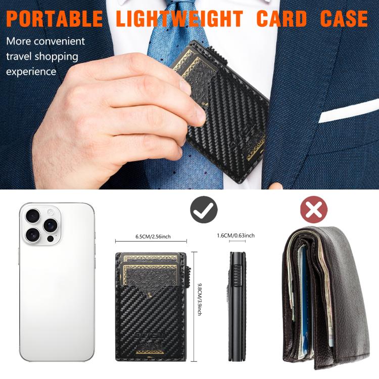 The Suteni carbon fiber pattern double-sided card insertion button automatically ejects the card box(Black)