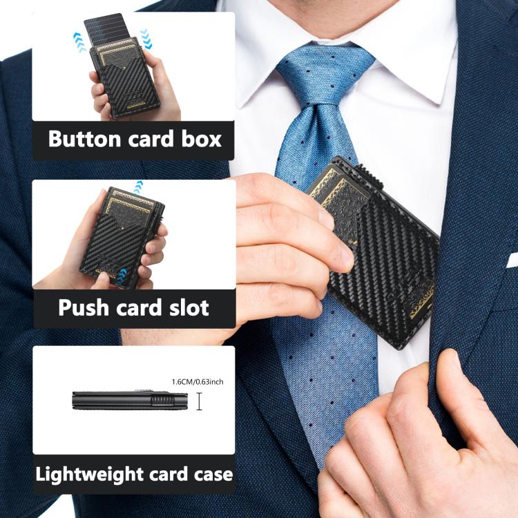 The Suteni carbon fiber pattern double-sided card insertion button automatically ejects the card box(Black)