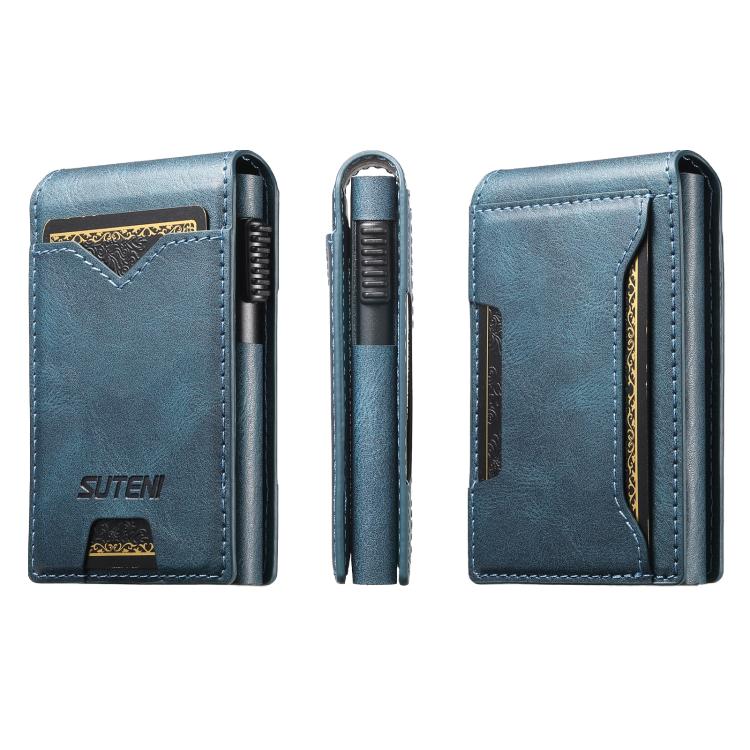 The Suteni oil wax pattern button automatically pops out the veneered printed card box(Blue)