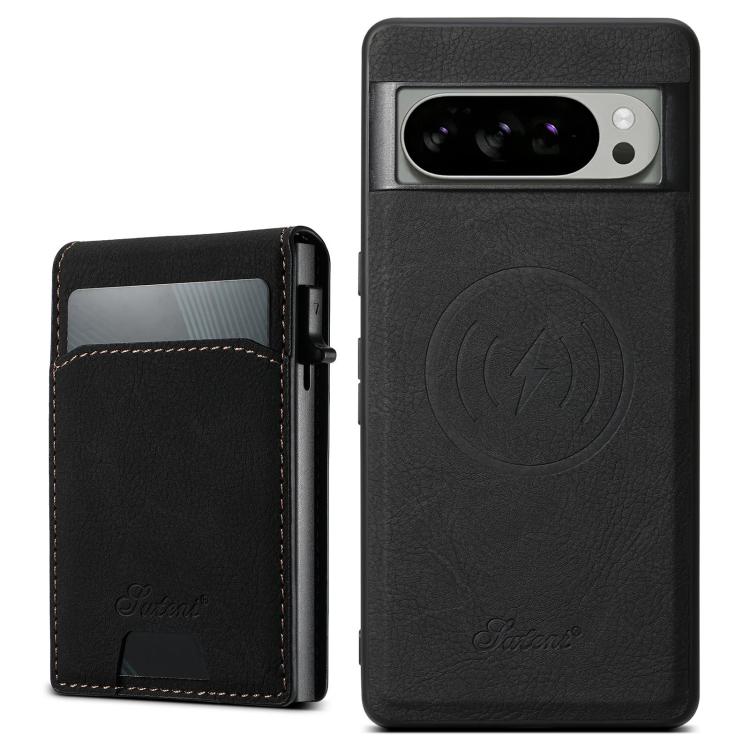 For Google Pixel 10 Pro XL Suteni H19 Litchi Grain 2-in-1 Removable Card Box Back Phone Case(Black)