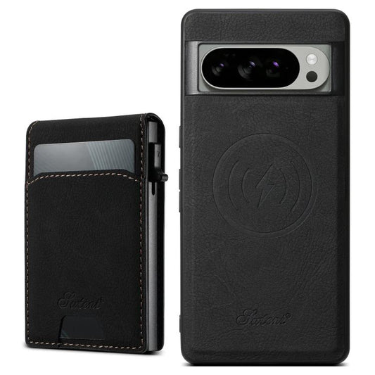 For Google Pixel 10 Pro Suteni H19 Litchi Grain 2-in-1 Removable Card Box Back Phone Case(Black)