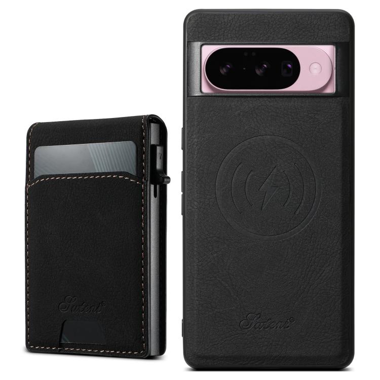 For Google Pixel 10 Suteni H19 Litchi Grain 2-in-1 Removable Card Box Back Phone Case(Black)