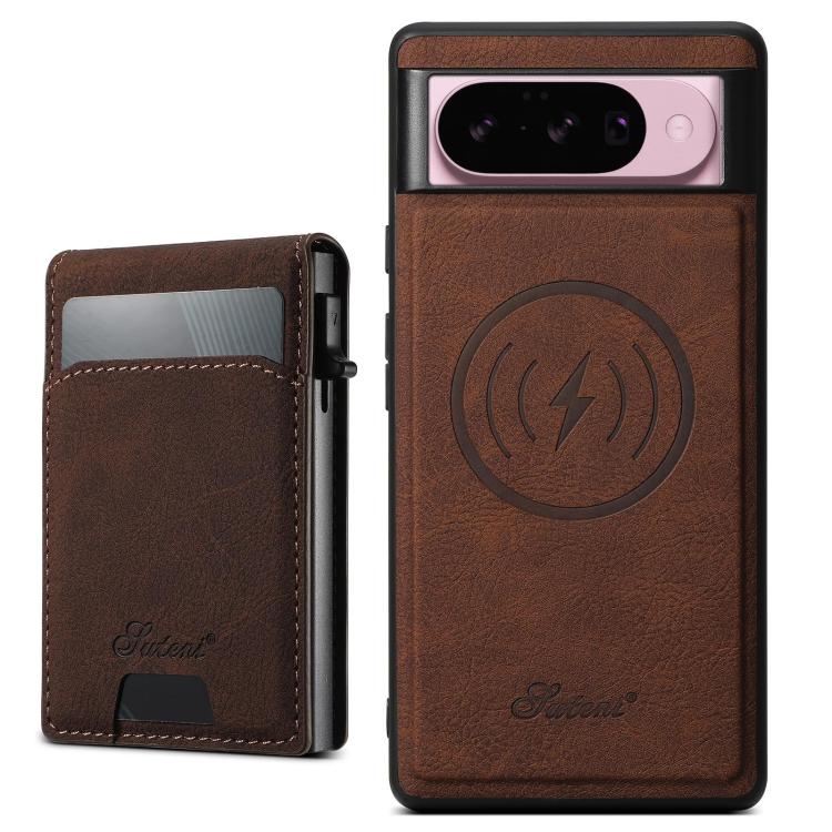 For Google Pixel 10 Suteni H19 Litchi Grain 2-in-1 Removable Card Box Back Phone Case(Brown)