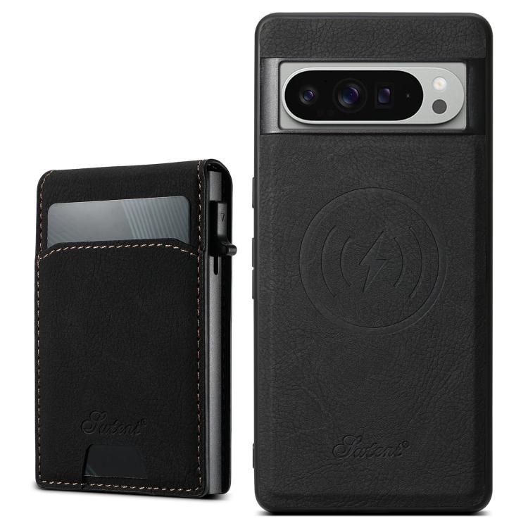 For Google Pixel 9 Pro XL Suteni H19 Litchi Grain 2-in-1 Removable Card Box Back Phone Case(Black)