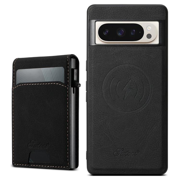 For Google Pixel 9 Pro Suteni H19 Litchi Grain 2-in-1 Removable Card Box Back Phone Case(Black)