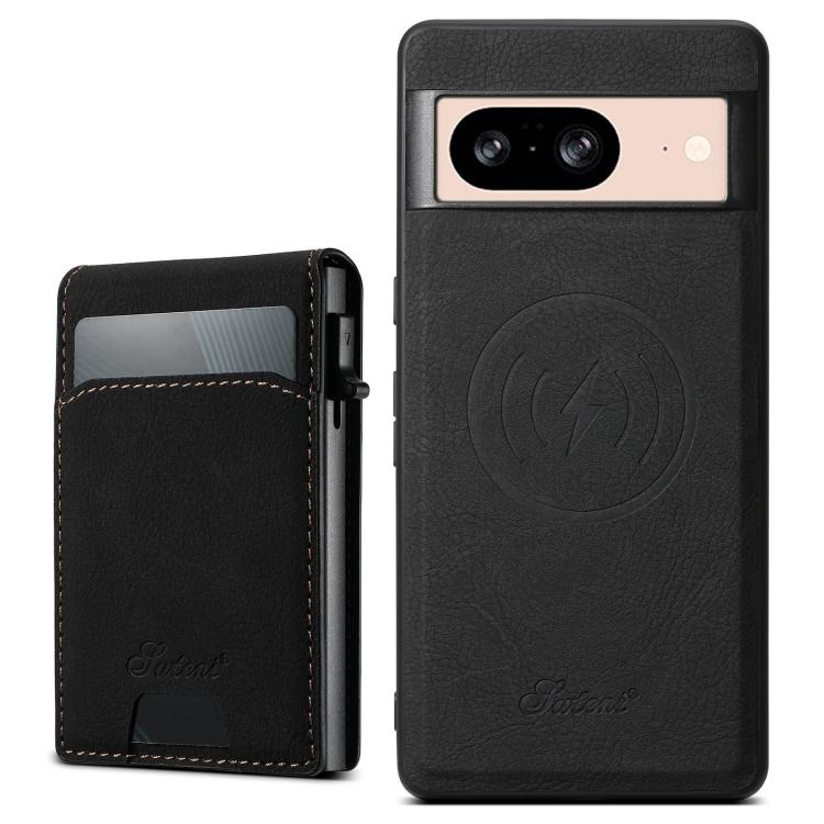For Google Pixel 8 Suteni H19 Litchi Grain 2-in-1 Removable Card Box Back Phone Case(Black)