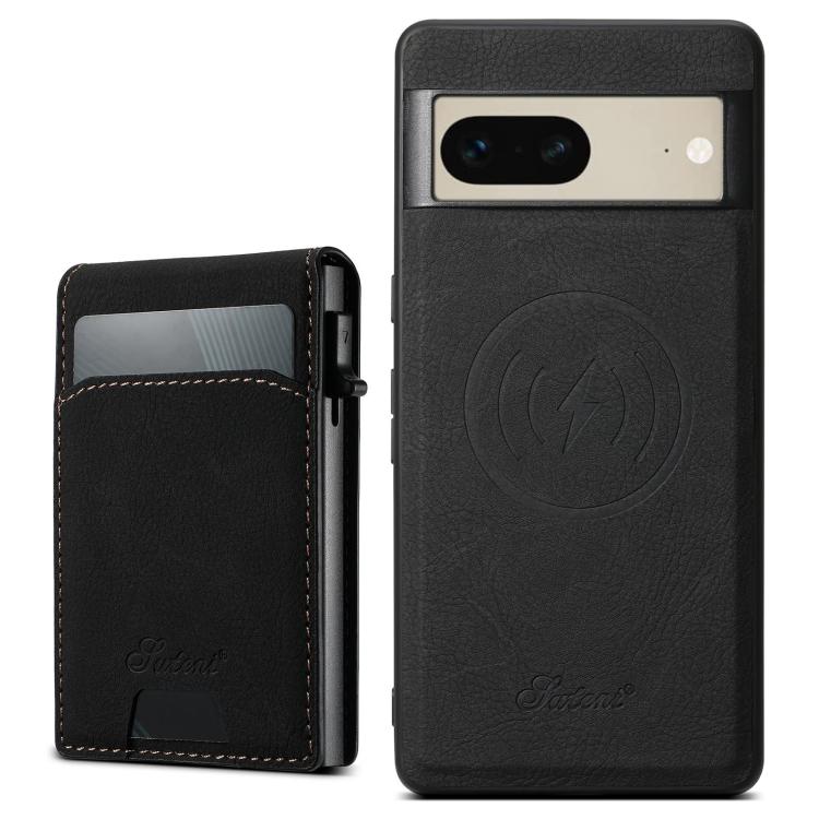 For Google Pixel 7 Suteni H19 Litchi Grain 2-in-1 Removable Card Box Back Phone Case(Black)