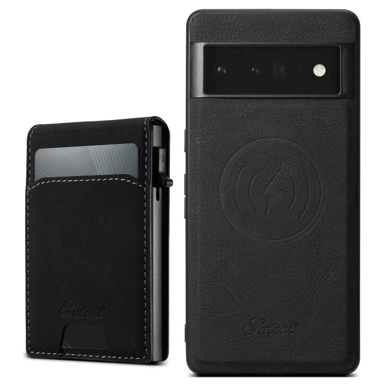 For Google Pixel 6 Pro Suteni H19 Litchi Grain 2-in-1 Removable Card Box Back Phone Case(Black)