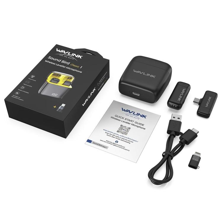 WAVLINK WS-WAJ606C1 Lavalier Noise Reduction Wireless Microphone with 8 Pin RX Receiver, WS-WAJ606C1