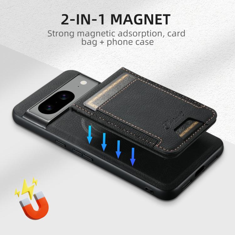 For Google Pixel 6 Suteni H17 Litchi Texture Leather Magnetic Detachable Wallet Phone Case(Black)