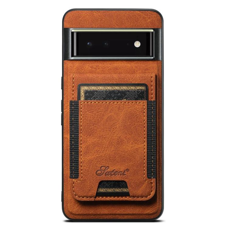For Google Pixel 6 Suteni H17 Litchi Texture Leather Magnetic Detachable Wallet Phone Case(Khaki)