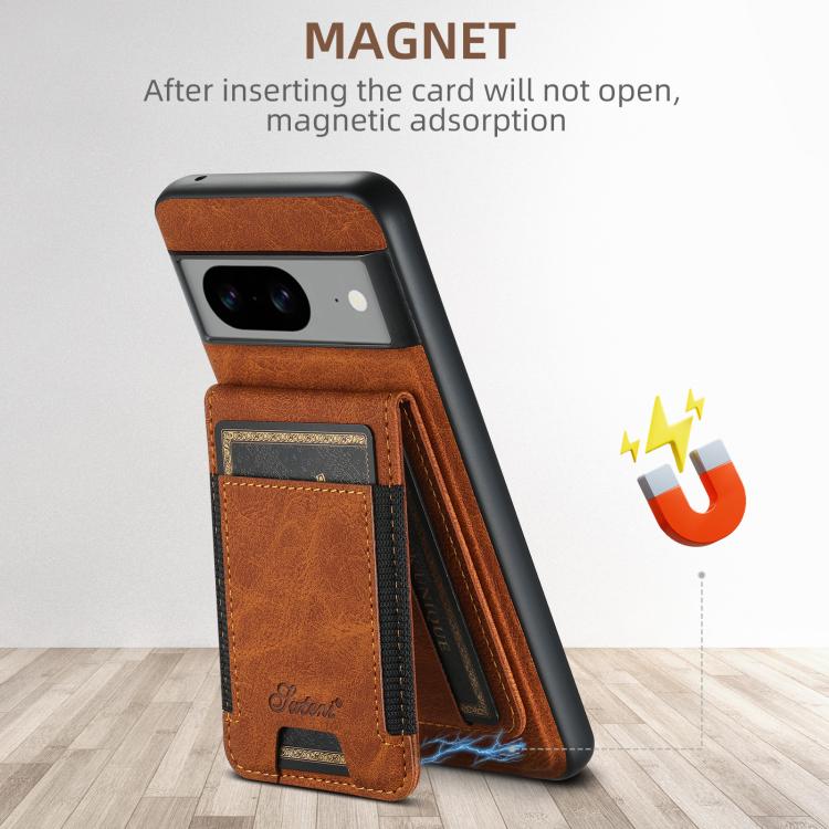 For Google Pixel 6 Suteni H17 Litchi Texture Leather Magnetic Detachable Wallet Phone Case(Khaki)
