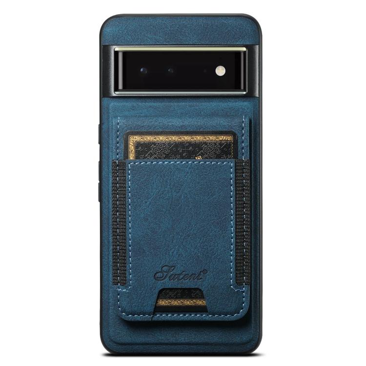 For Google Pixel 6 Suteni H17 Litchi Texture Leather Magnetic Detachable Wallet Phone Case(Blue)