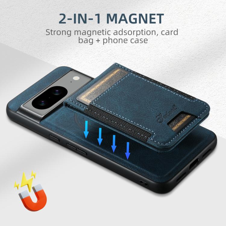For Google Pixel 6 Suteni H17 Litchi Texture Leather Magnetic Detachable Wallet Phone Case(Blue)