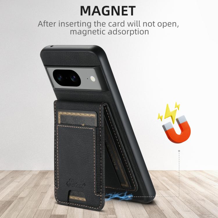 For Google Pixel 7 Pro Suteni H17 Litchi Texture Leather Magnetic Detachable Wallet Phone Case(Black)